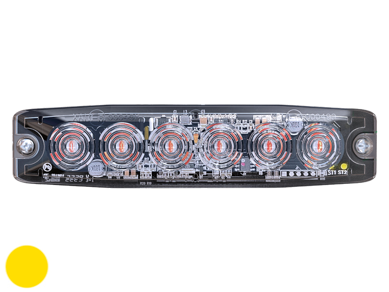 LED strobe light LP6 6 LED amber 12–24V ECE R65