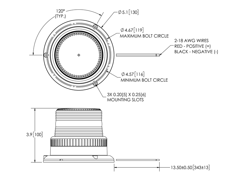 LED beacon amber bolt mount 12–80V