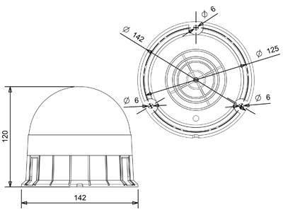 LED beacon amber bolt mount low profile ECE R65