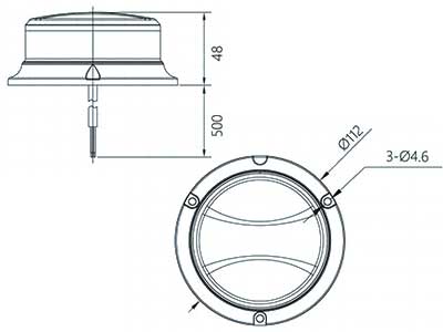LED beacon amber magnetic mount low profile mini 12–24V ECE R65