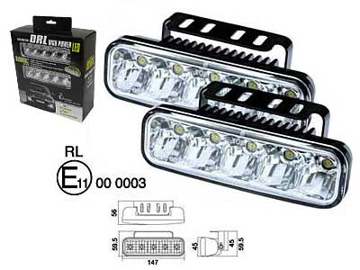 LED дневные ходовые огни 12/24V 147×45×56 mm 5 LED