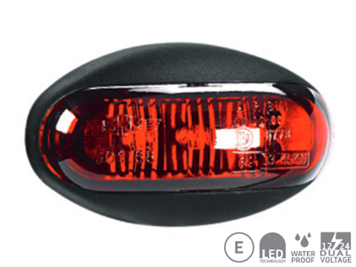 LED ääretuli punane 10–24V 59×36 mm