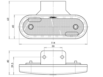 LED marker light amber 12–24V 114×40 mm (1606-27868)