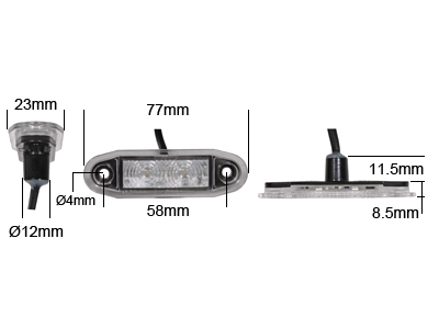 LED ääretuli valge 10–30V (1608-3000C)
