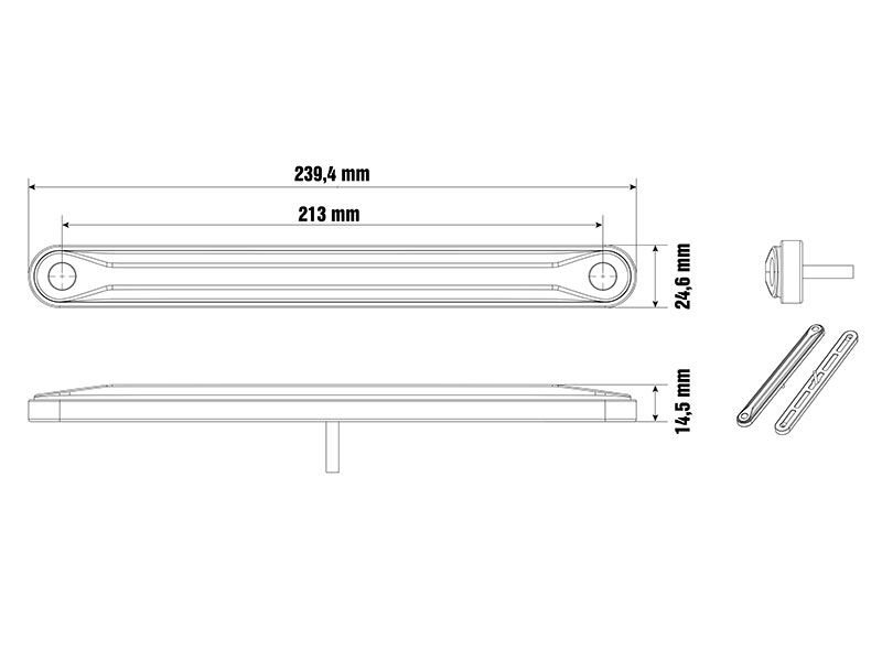 Optibeam LED positsioonituli ADR kollane 239,4×24,6 mm 5 m juhe