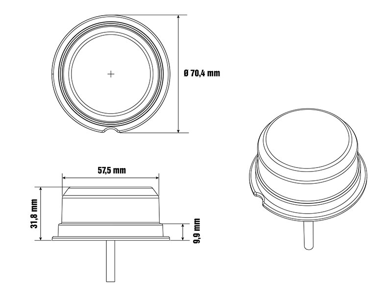 Optibeam LED positsioonituli ADR punane Ø70.40 (57.50)×31.80 mm 5 m juhe