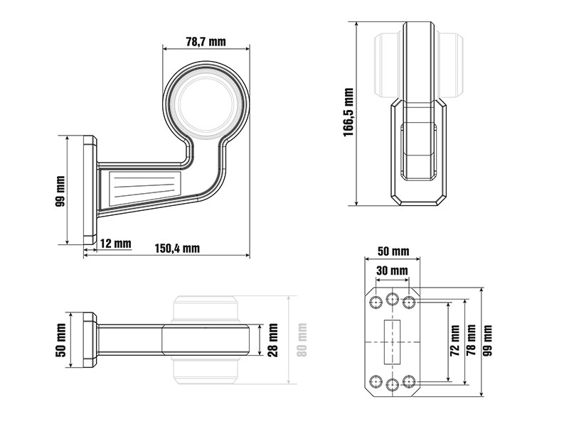 Optibeam Painduv kummivars 90° (1608-3301)
