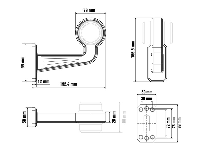 Optibeam Painduv kummivars 90° (1608-3302)
