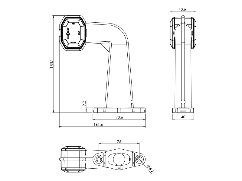 LED marker light rubber arm amber left + right 24V