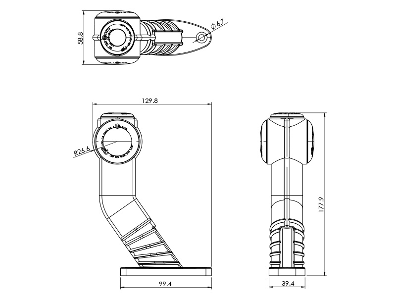 LED marker light rubber arm 12–24V 147 mm (1608-6706)