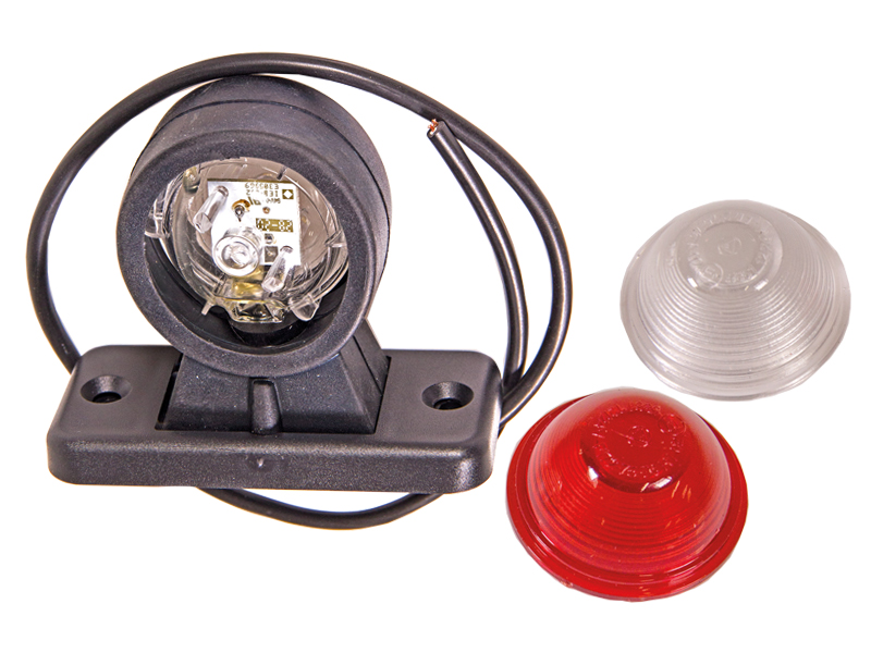 LED ääretuli kummivarrega punane/valge AMP 10–30V 100×84×48 mm