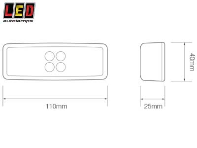 LED ääretuli valge 110×40×25 mm