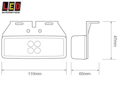 LED ääretuli kollane 110×47×65 mm