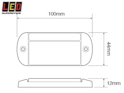 LED ääretuli punane 12–24V 100×44×12 mm