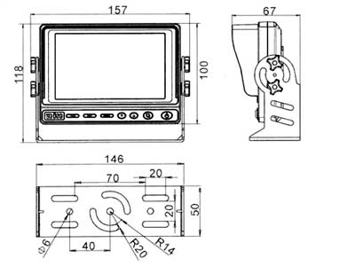Ekraan 5" TFT LCD + 15 m 4-pin kaabel