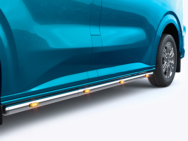 Metec Side spoiler bar Ø60 mm polished — Ford Transit Custom 2023– / Volkswagen Transporter T7 2024–