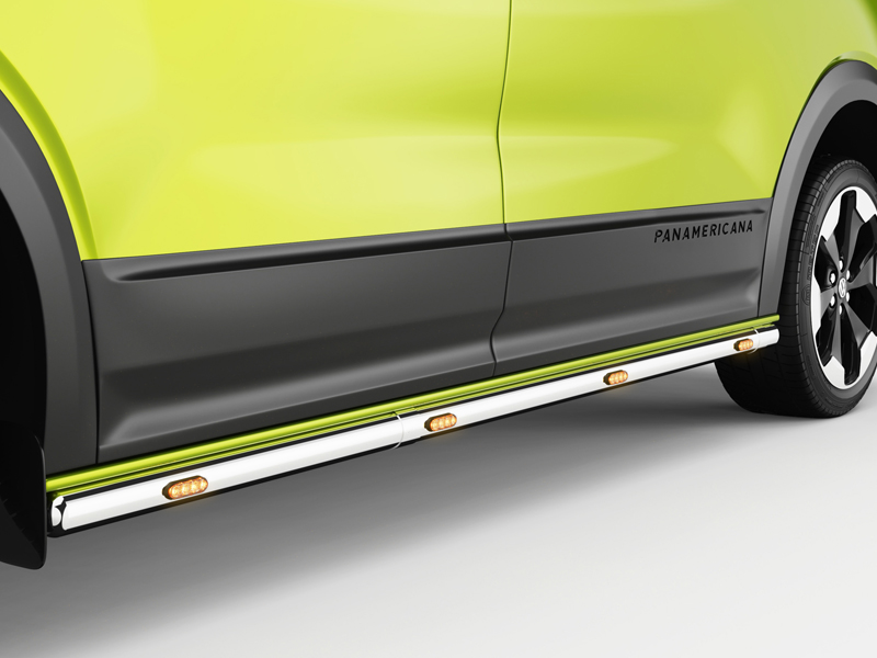 Metec Side bars with lights L2 polished — Ford Transit Custom 2023– / Volkswagen Transporter T7 2024–