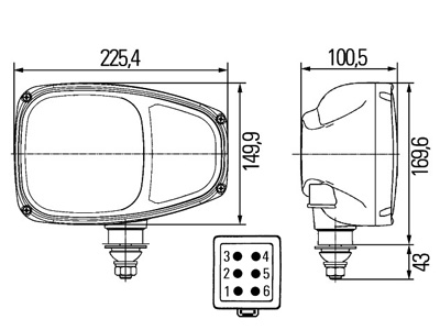 Фара для снегоуборочного отвала Hella left H7/H3 24V Deutsch 6-pin