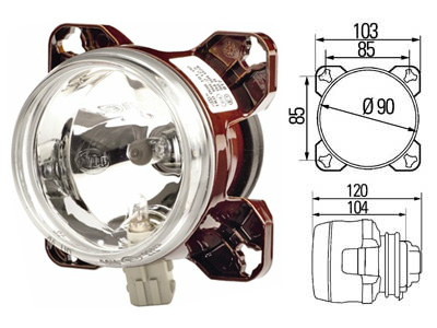 Фара дальнего света Hella Ø90 mm 24V (Iveco, MAN, MB, Scania, Volvo)
