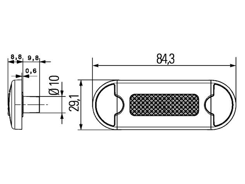 LED ääretuli valge 12–24V 84,3×29,1 mm