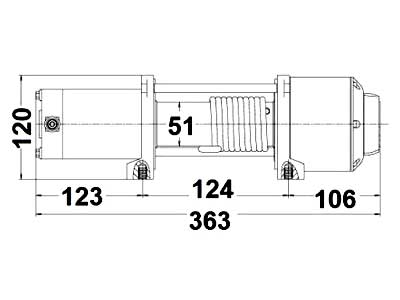 Электрическая лебёдка 1589 кг 12V IP67, синтетический трос 12,8 м