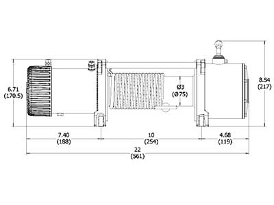 Электрическая лебёдка 6800 кг 12V, стальной трос 20 м