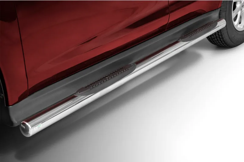 Пороги-трубы из нержавейки с пластиковыми ступенями — Mitsubishi ASX (2017–2019)