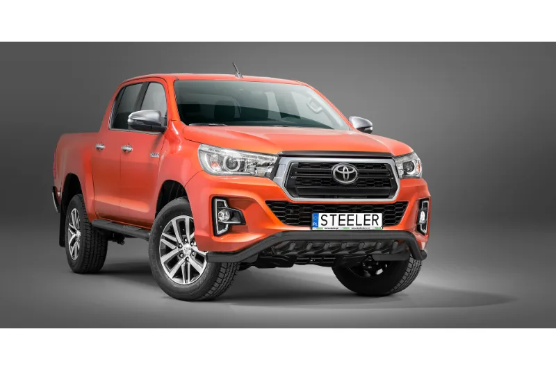 Madal kaitseraud sillatoruga, must — Toyota Hilux (2018–2021)