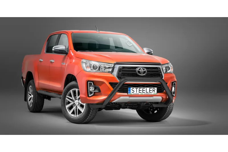 EC A-kaitseraud ilma põikitoruta, 76 mm, must — Toyota Hilux (2018–)