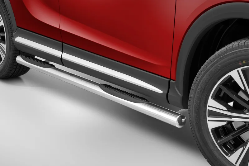 Пороги-трубы из нержавейки с пластиковыми ступенями — Mitsubishi Eclipse Cross (2017–)