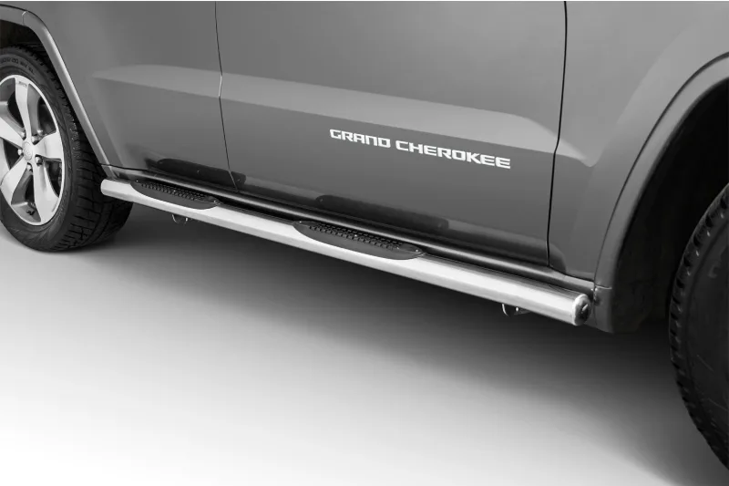 Пороги-трубы из нержавейки с пластиковыми ступенями — Jeep Grand Cherokee (2015–)