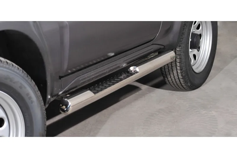 Stainless steel side bars with checker plate steps — Suzuki Jimny (2012–2017)