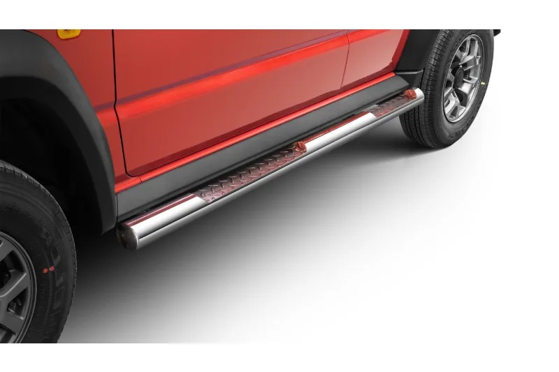 Stainless steel side bars with checker plate steps — Suzuki Jimny (2018–)