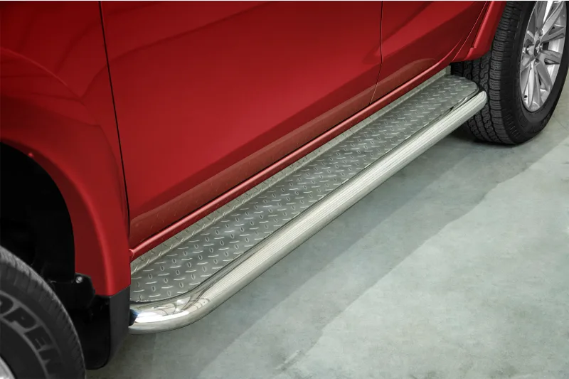 Stainless steel side steps with checker plate — Mitsubishi L200 (2015–2019)