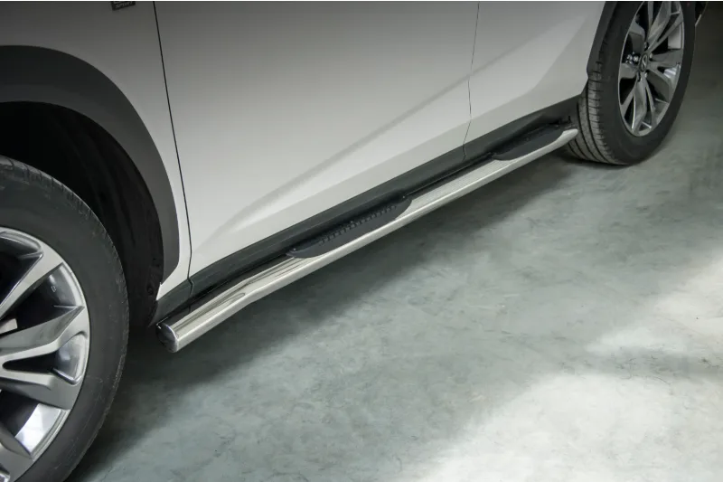 Stainless steel side bars with plastic steps — Lexus NX (2014–)