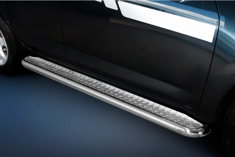 Stainless steel side steps with checker plate — Toyota RAV4 (2010–2013)