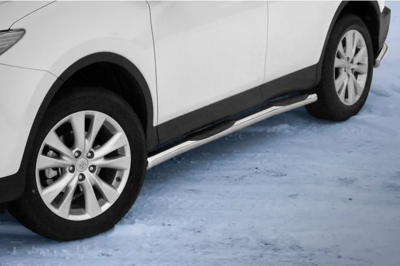 Stainless steel side bars with plastic steps — Toyota RAV4 (2013–2016)