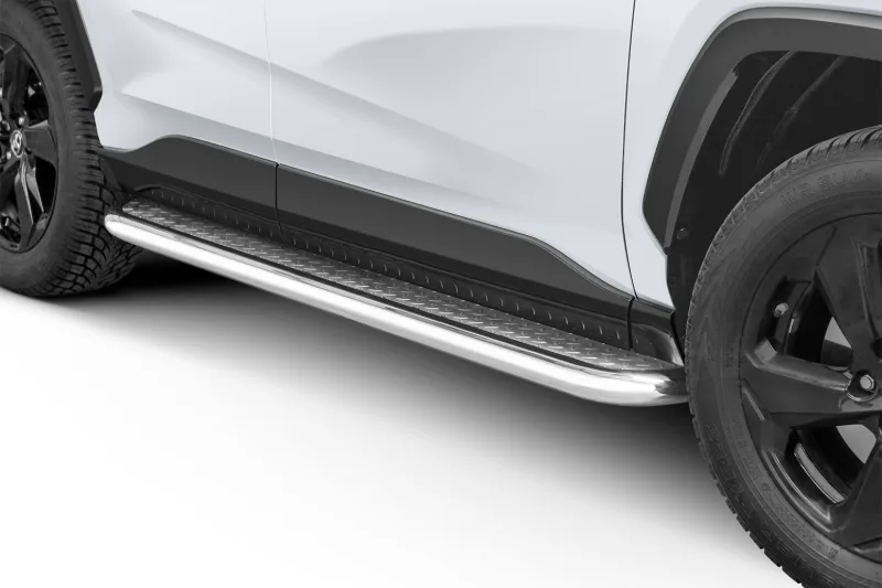Stainless steel side steps with checker plate — Toyota RAV4 (2018–)