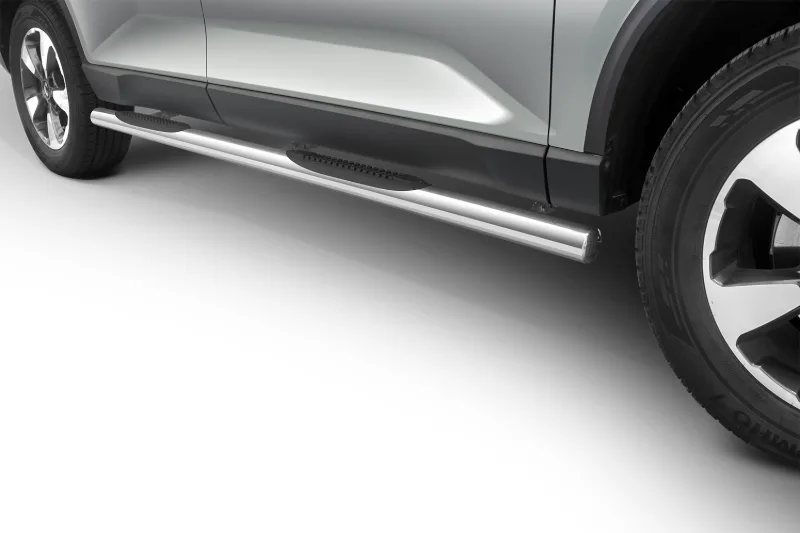 Пороги-трубы из нержавейки с пластиковыми ступенями — SsangYong Rexton (2018–)