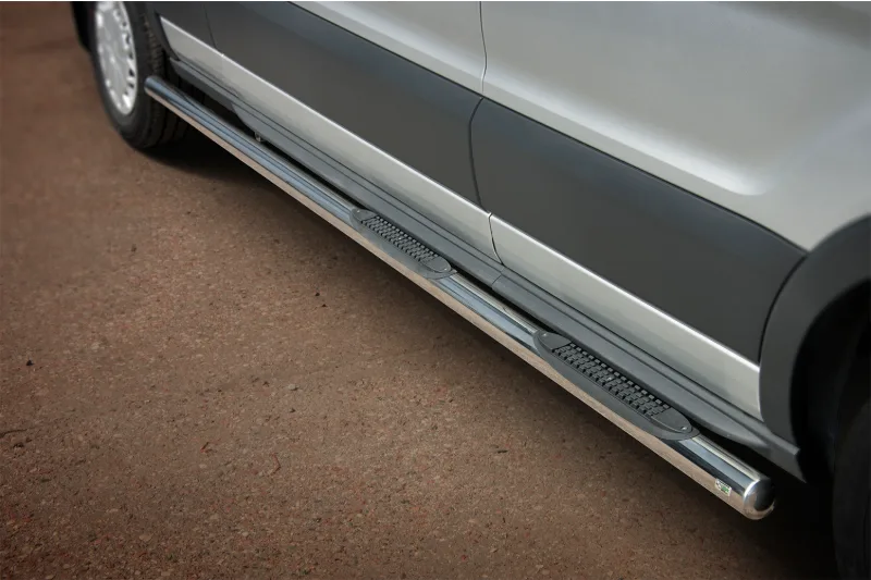 Stainless steel side bars with plastic steps — Ford Transit (2014–)