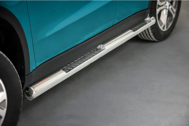 Stainless steel side bars with checker plate steps — Suzuki Vitara (2015–2018)